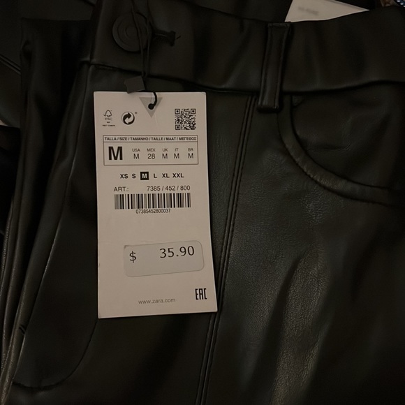 Zara Black Faux Leather High Rise Ankle Zip Leggings - Picture 9 of 10